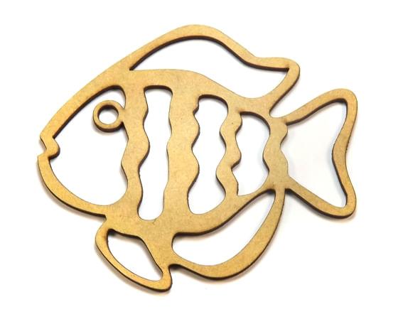 Aplique Peixe Vazado 5x4,5cm em MDF - Palácio da Arte
