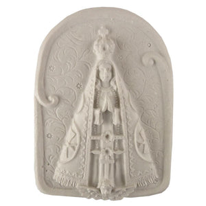 Aplique Religioso Oval Nossa Senhora Aparecida 8,5x6cm Resina - Palácio da Arte