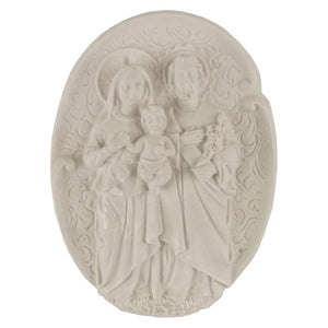 Aplique Religioso Oval Sagrada Família 10,8x8cm Resina - Palácio da Arte