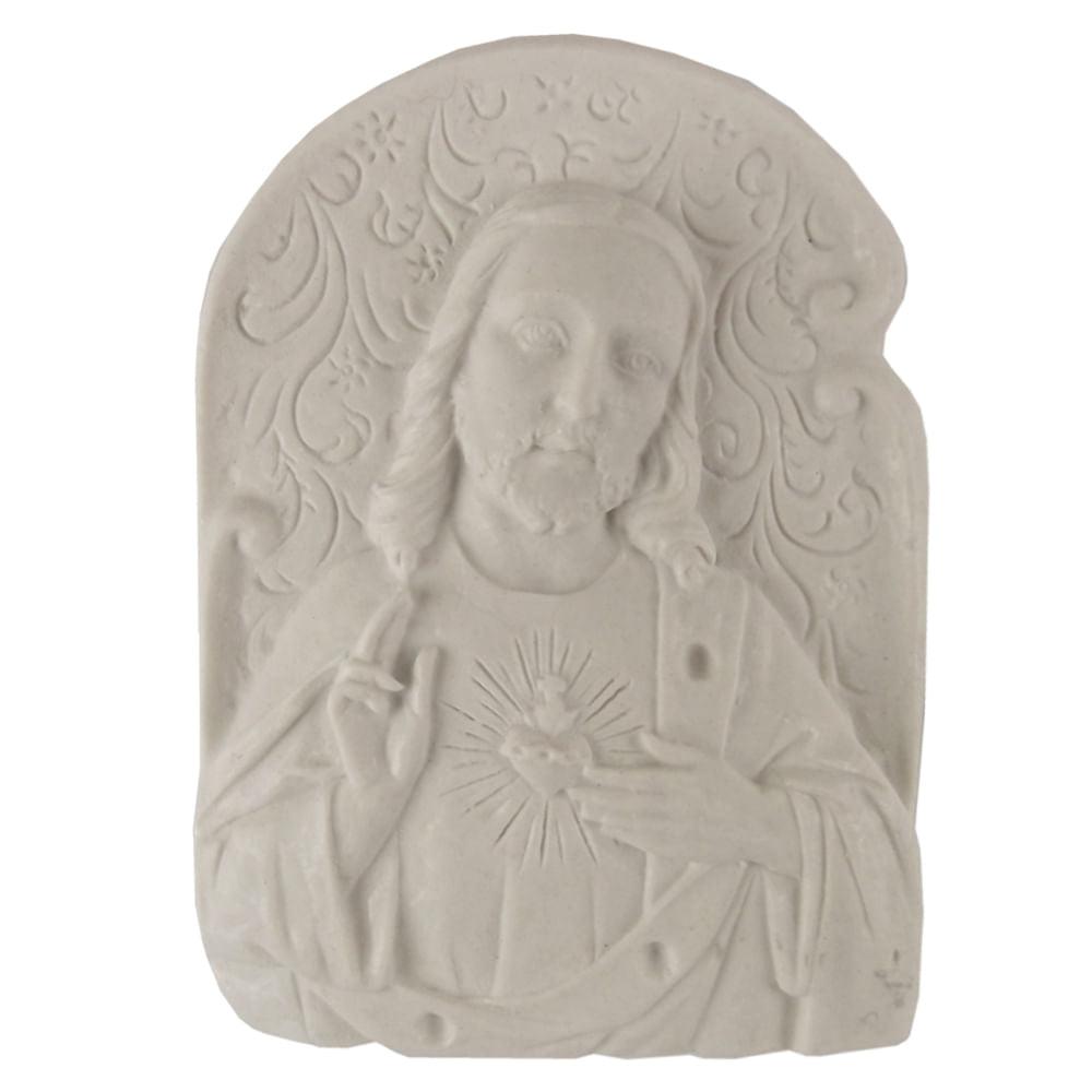 Aplique Sagrado Coração de Jesus 8,7x6,3cm Resina - Palácio da Arte