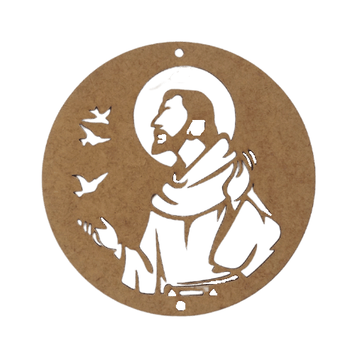 Aplique São Francisco Vazado 13x13cm em MDF - Palácio da Arte