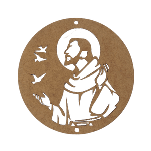 Aplique São Francisco Vazado 13x13cm em MDF - Palácio da Arte