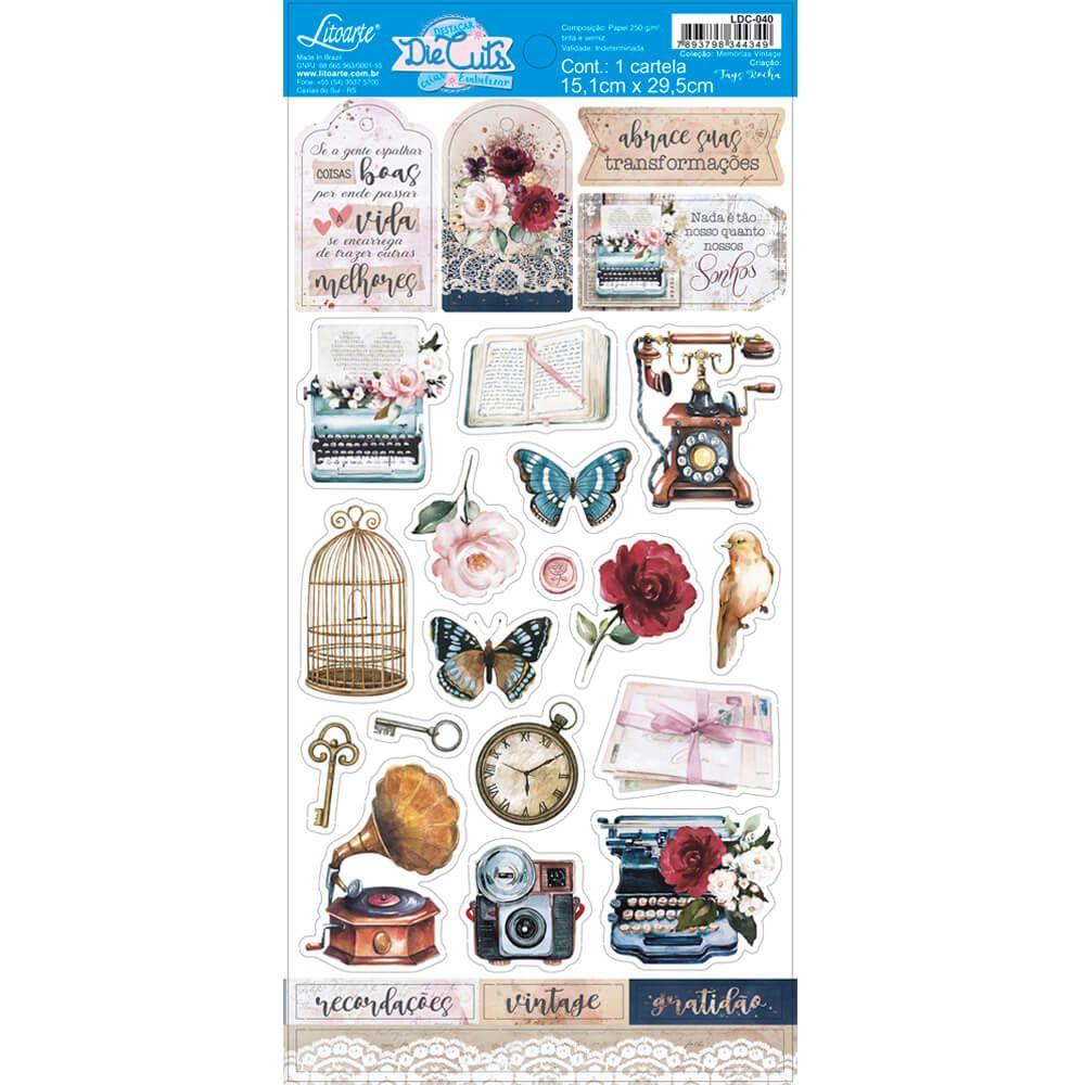 Apliques Die Cuts Litoarte LDC-040 15x29cm Memórias Vintage - Palácio da Arte