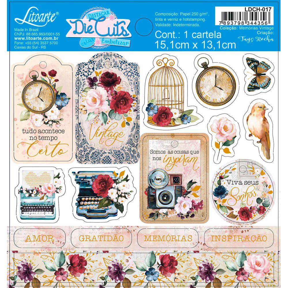 Apliques Die Cuts Litoarte LDCH-017 15x15cm Memórias Vintage - Palácio da Arte