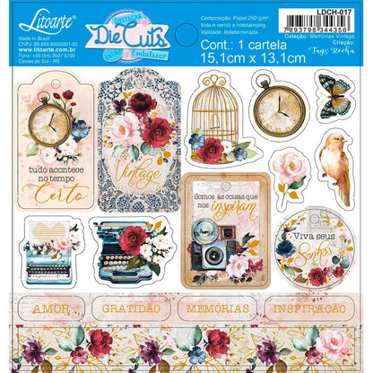 Apliques Die Cuts Litoarte LDCH-017 15x15cm Memórias Vintage - Palácio da Arte
