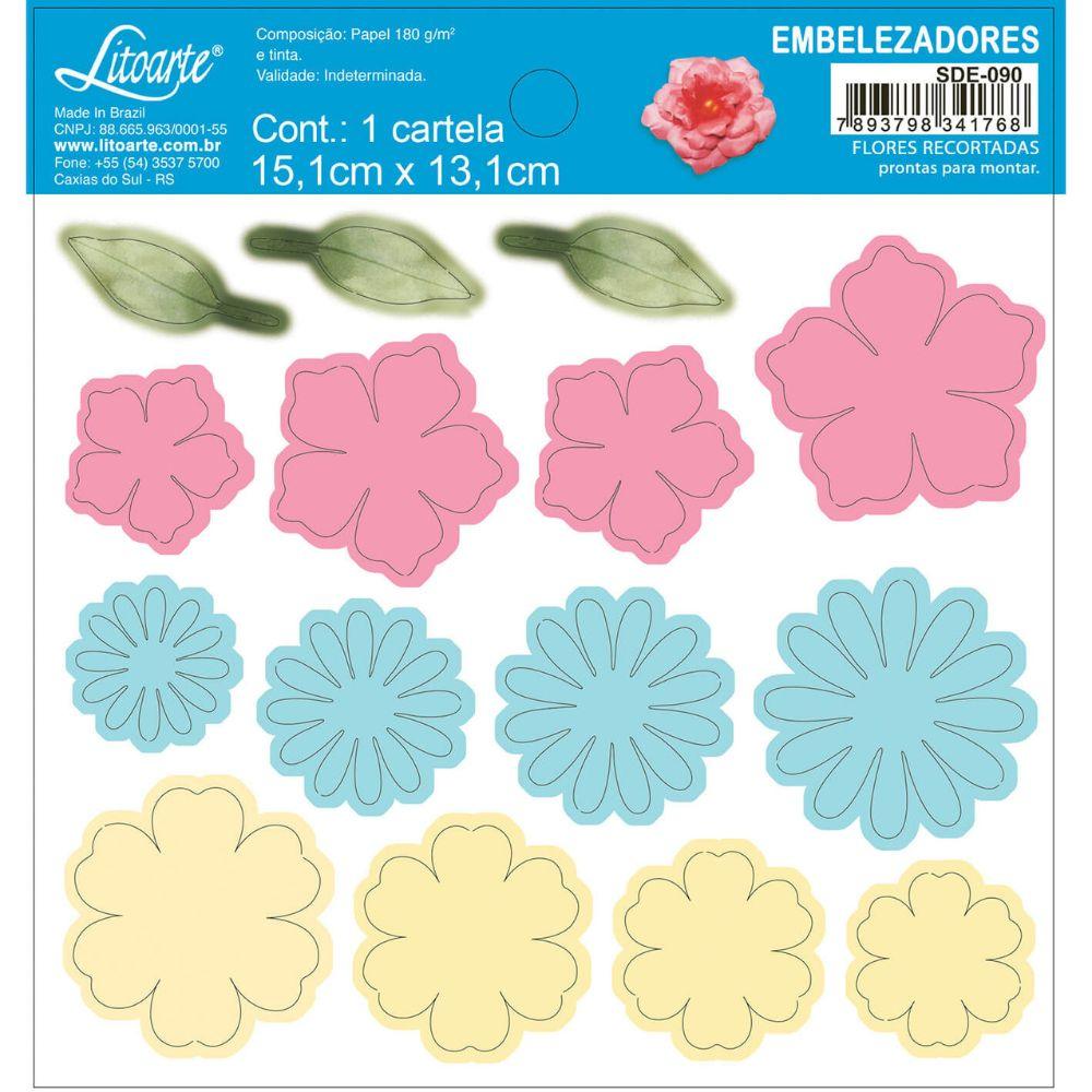 Apliques Scrap Embelezador Litoarte SDE-090 15,1x13,1cm Flores do Campo - Palácio da Arte