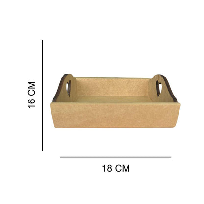Bandeja em MDF 18x16x4cm Retangular com Alça Coração - Palácio da Arte