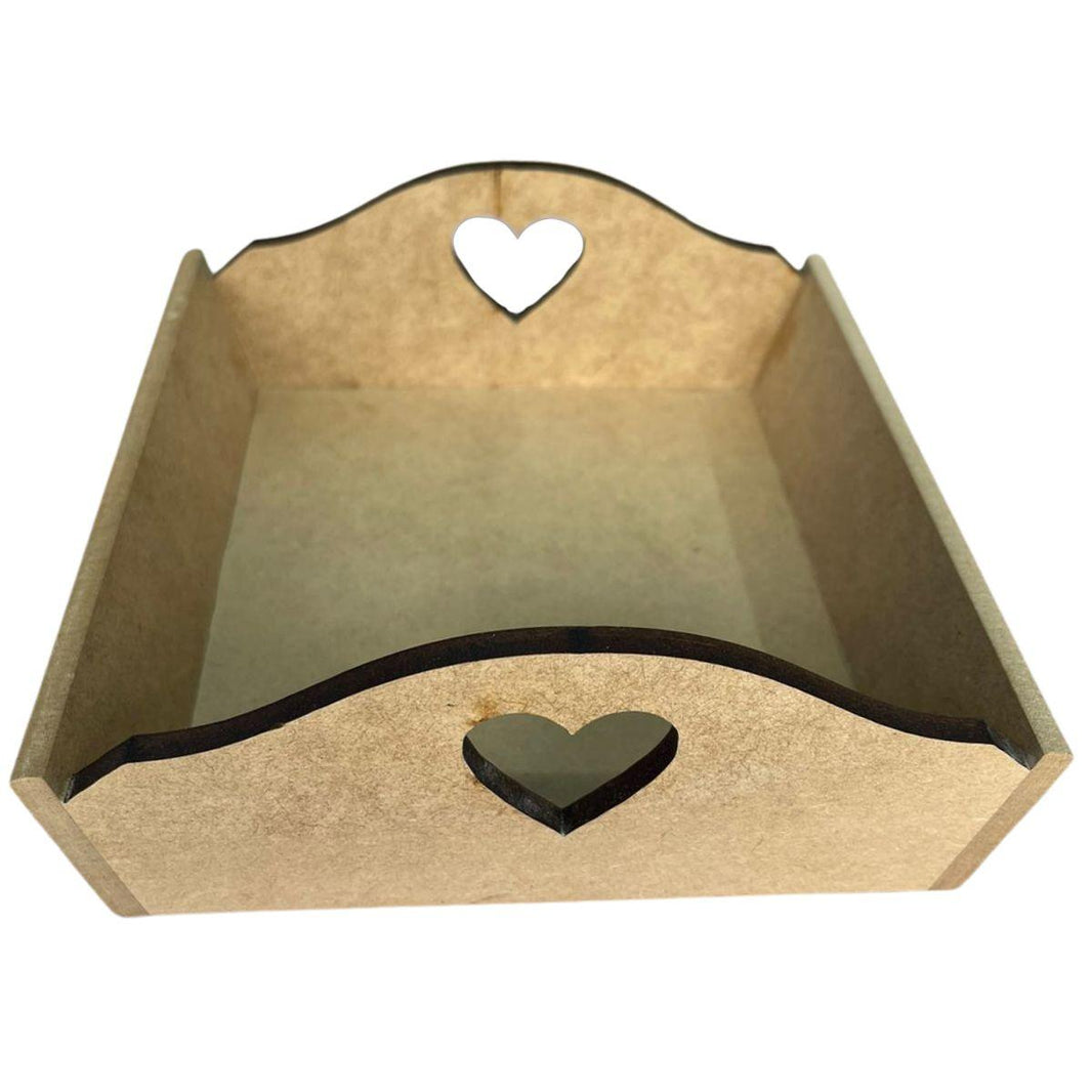 Bandeja em MDF 18x16x4cm Retangular com Alça Coração - Palácio da Arte