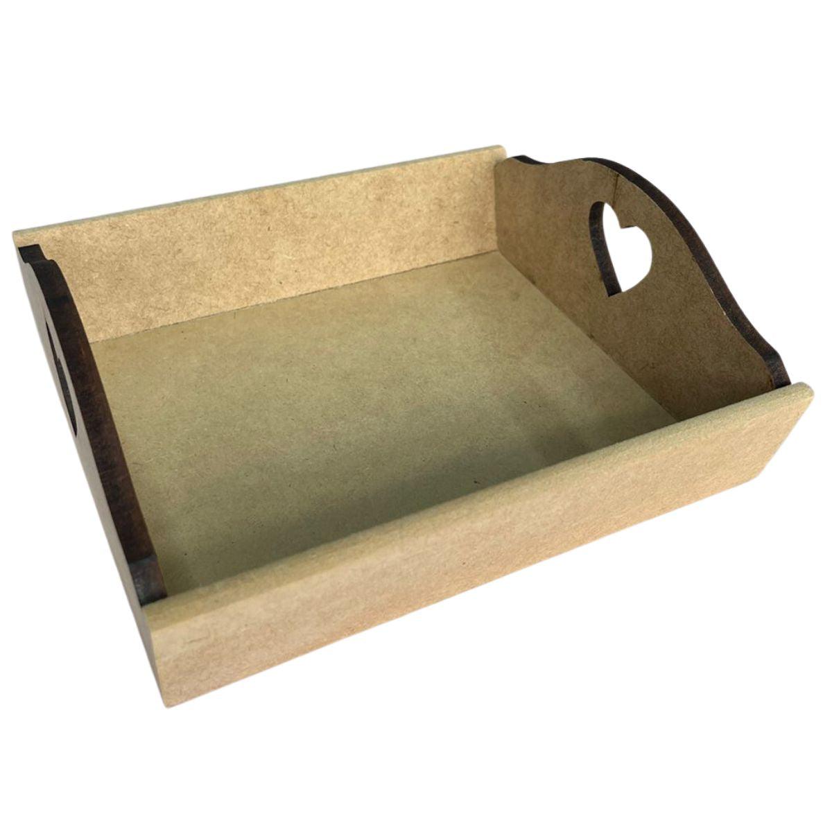 Bandeja em MDF 18x16x4cm Retangular com Alça Coração - Palácio da Arte