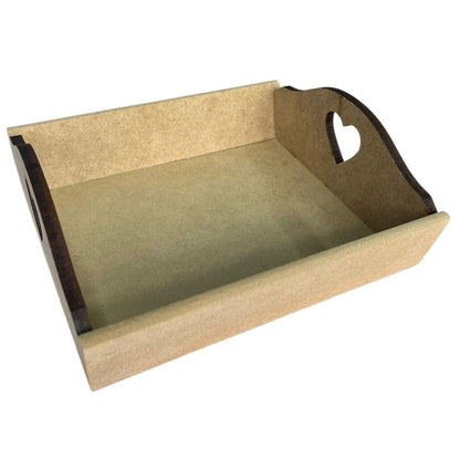Bandeja em MDF 18x16x4cm Retangular com Alça Coração - Palácio da Arte