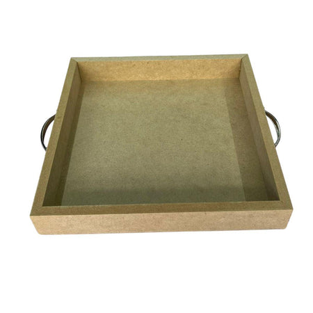Bandeja em MDF 22x22x3cm Quadrada com Alça de Metal - Palácio da Arte