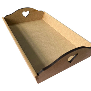 Bandeja em MDF 30x19x4cm Retangular com Alça Coração - Palácio da Arte