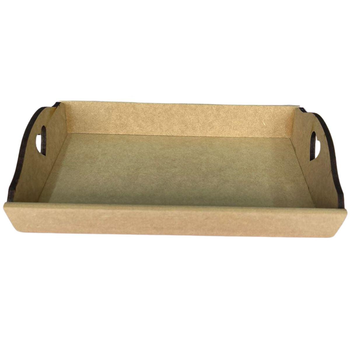 Bandeja em MDF 30x19x4cm Retangular com Alça Coração - Palácio da Arte