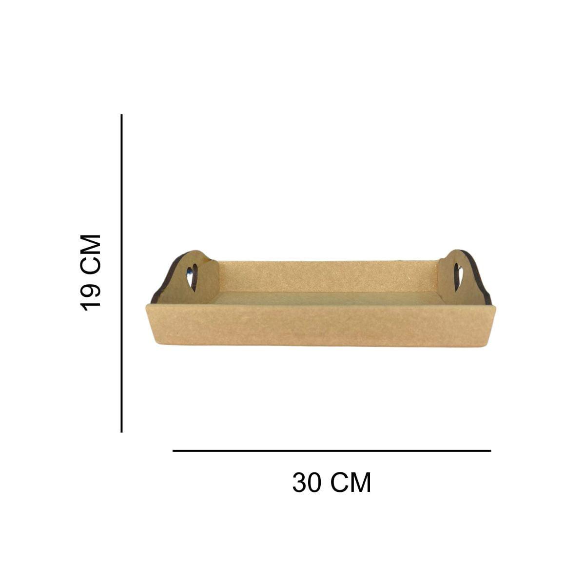 Bandeja em MDF 30x19x4cm Retangular com Alça Coração - Palácio da Arte