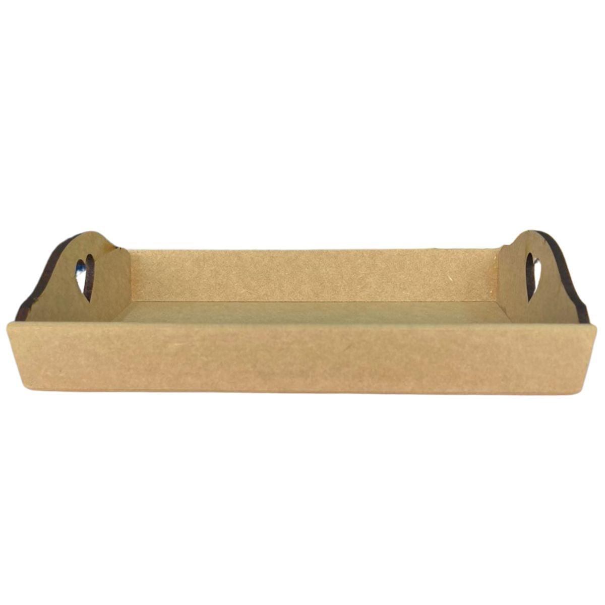 Bandeja em MDF 30x19x4cm Retangular com Alça Coração - Palácio da Arte