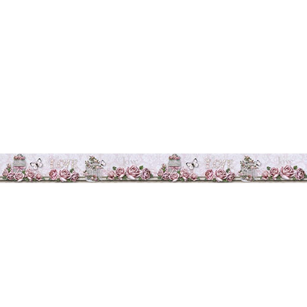 Barra Adesiva Litoarte BDA-IV-665 43,6x4cm Rosas Love - Palácio da Arte