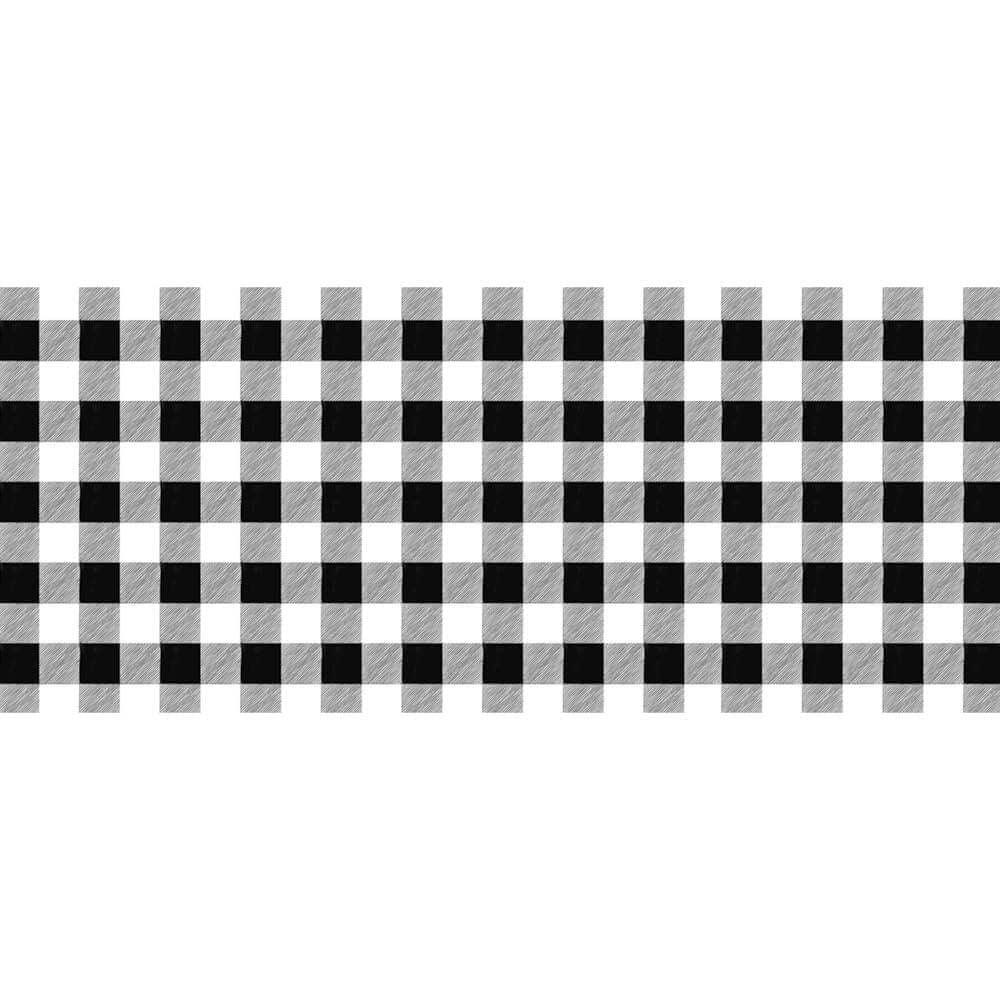 Barra Adesiva Litoarte BDA-IV-823 43,6x4cm Xadrez Preto e Branco - Palácio da Arte