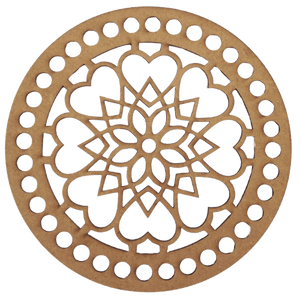 Base para Cesto de Crochê Redondo Coração 15cm em MDF - Palácio da Arte