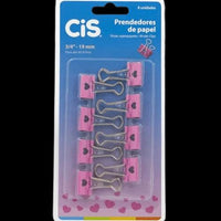 Binder Clips Prendedores de Papel CIS 19mm Coração Rosa com 8 Unidades - Palácio da Arte