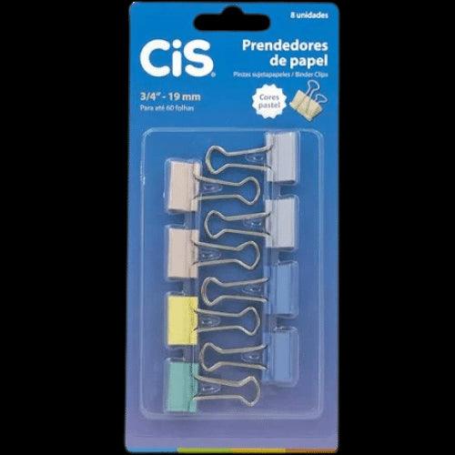 Binder Clips Prendedores de Papel CIS 19mm Tons Pastéis com 8 Unidades - Palácio da Arte