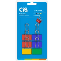 Binder Clips Prendedores de Papel CIS 32mm Coloridos com 6 Unidades - Palácio da Arte