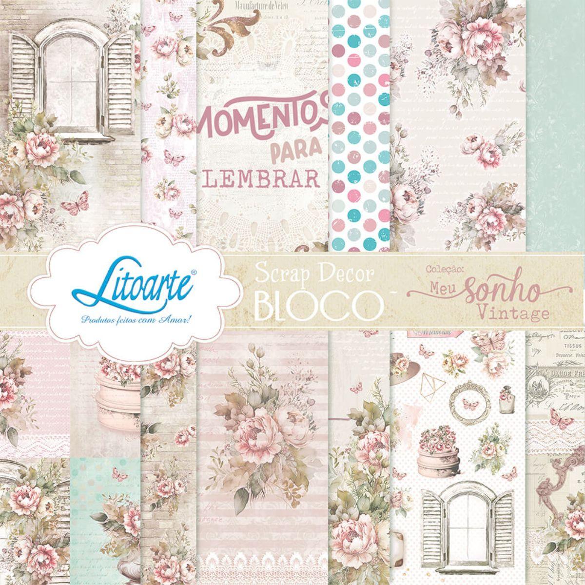 Bloco de Papel Litoarte SBXV-050 15x15cm Meu Sonho Vintage - Palácio da Arte