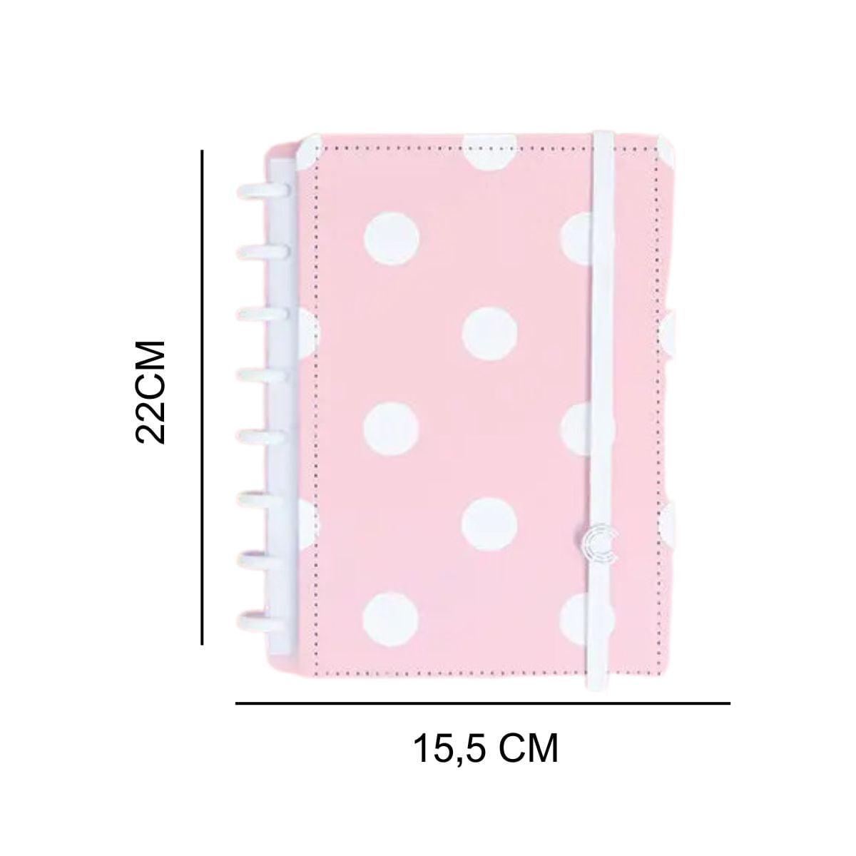 Caderno Inteligente Poá Anna A5 22x15,5cm Rosa com Bolinhas Brancas - Palácio da Arte