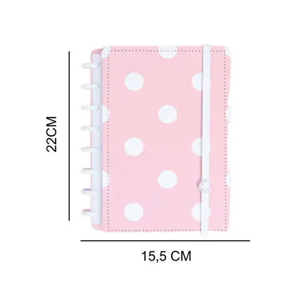 Caderno Inteligente Poá Anna A5 22x15,5cm Rosa com Bolinhas Brancas - Palácio da Arte