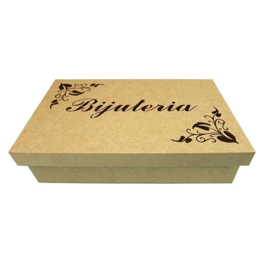 Caixa Bijuteria em MDF escrita com Flor 25,2x15,1cm - Palácio da Arte