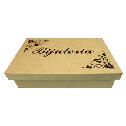 Caixa Bijuteria em MDF escrita com Flor 25,2x15,1cm - Palácio da Arte