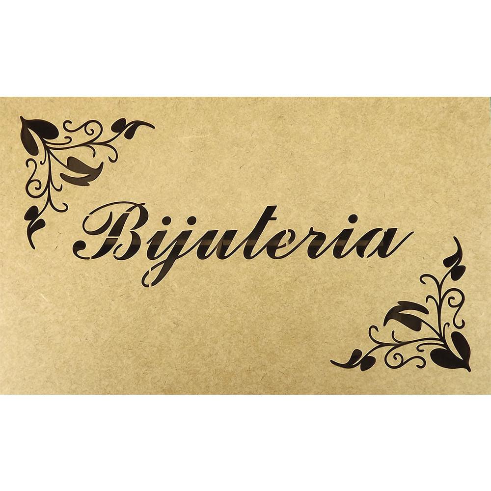 Caixa Bijuteria em MDF escrita com Flor 25,2x15,1cm - Palácio da Arte
