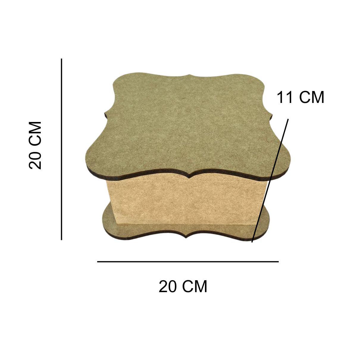 Caixa Chá Turca Ondulada em MDF com Dobradiça 20x20x11cm - Palácio da Arte