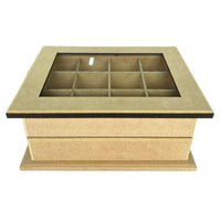 Caixa Cômoda com Vidro em MDF 25x20x10cm com 12 Divisorias - Palácio da Arte