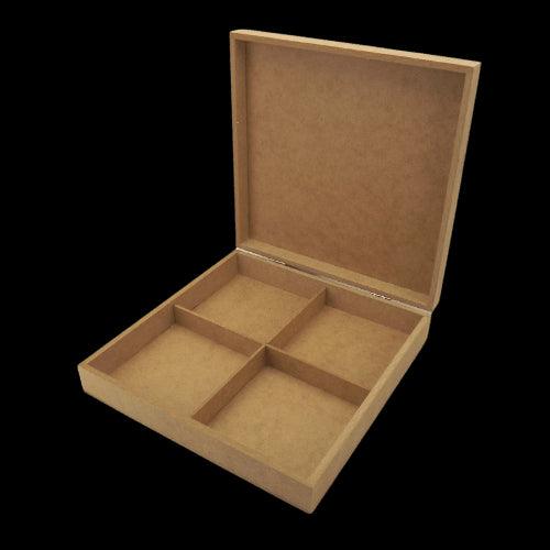Caixa em MDF com Dobradiça 25x25x5,5cm 4 divisões - Palácio da Arte