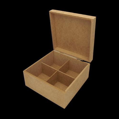Caixa em MDF com Dobradiça Alta 20x20x10,5cm 4 Divisões - Palácio da Arte