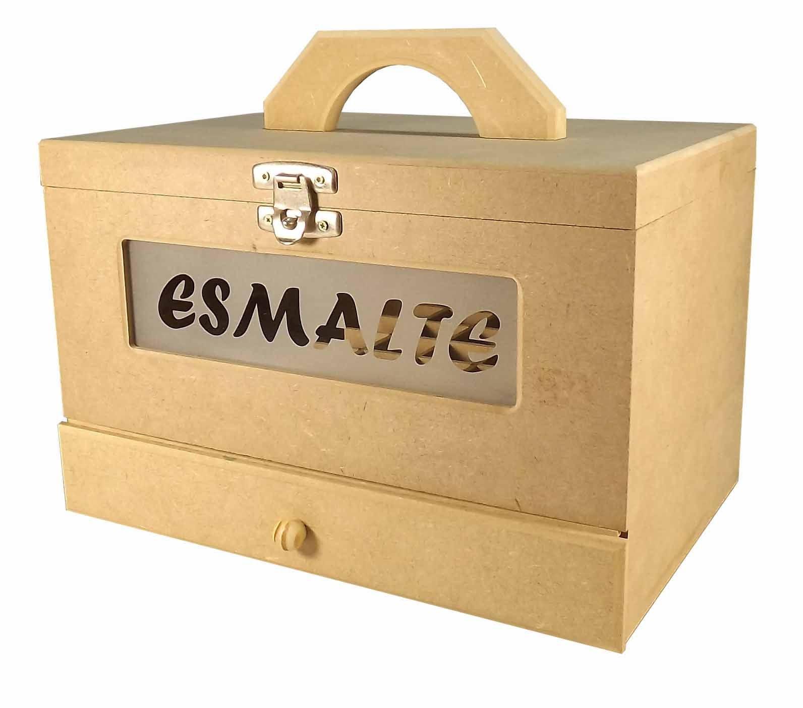 Caixa em MDF Esmalte com Gaveta Vidro com 37 Divisões 19,5x30x20cm - Palácio da Arte