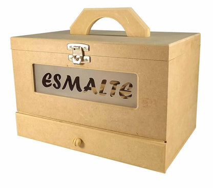 Caixa em MDF Esmalte com Gaveta Vidro com 37 Divisões 19,5x30x20cm - Palácio da Arte