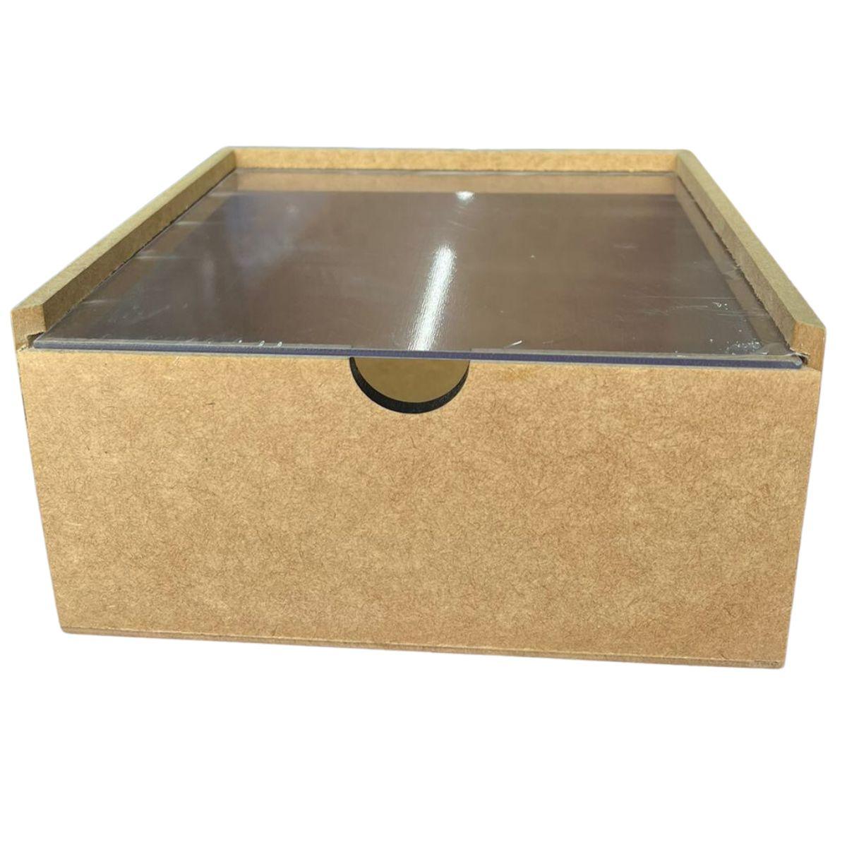 Caixa em MDF Estojo com Tampa Acrílica 20x20x10cm - Palácio da Arte