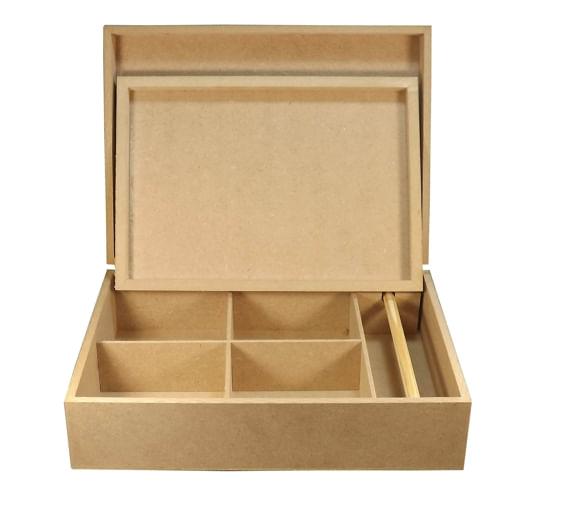 Caixa em MDF para Joias com Bandeja 28x20x9cm - Palácio da Arte