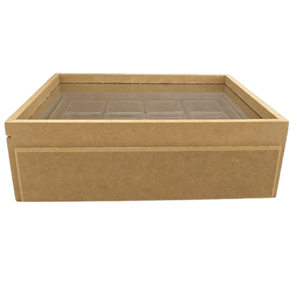 Caixa Gin em MDF com Gaveta e Vidro 8 Potes 10x26x32cm - Palácio da Arte