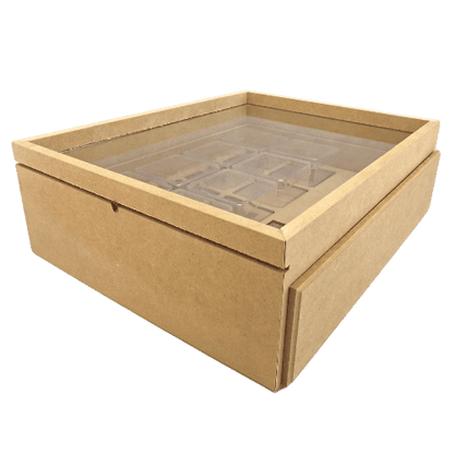Caixa Gin em MDF com Gaveta e Vidro 8 Potes 10x26x32cm - Palácio da Arte