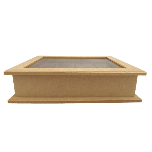 Caixa Gin em MDF com Vidro 8 Potes 7,5x27x33cm - Palácio da Arte