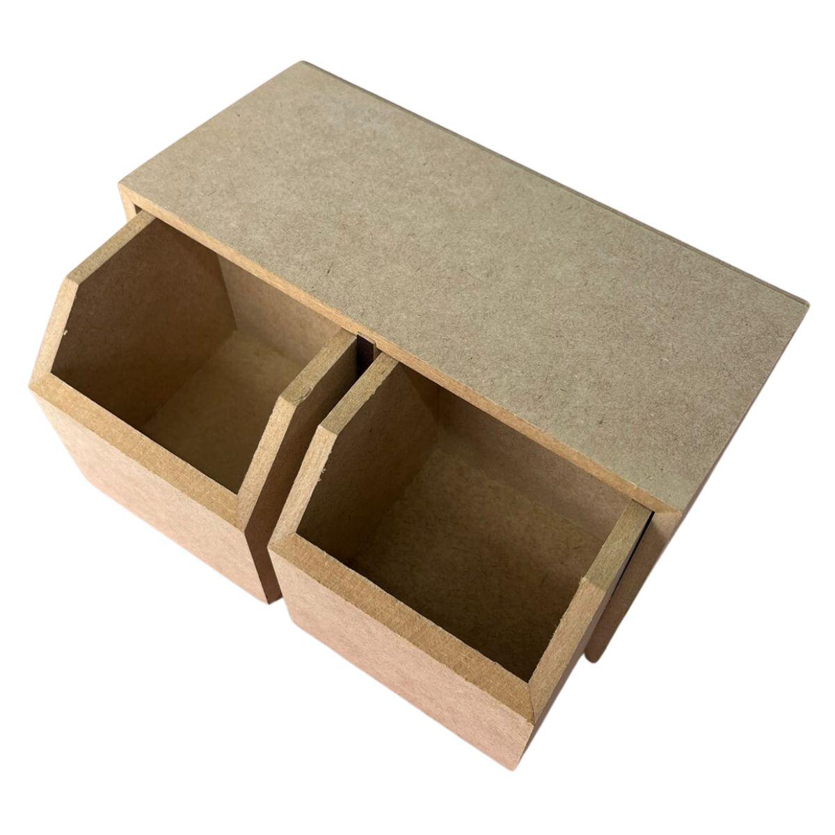 Caixa Organizadora em MDF Chanfrada com 2 Gaveta 20x10x10cm - Palácio da Arte