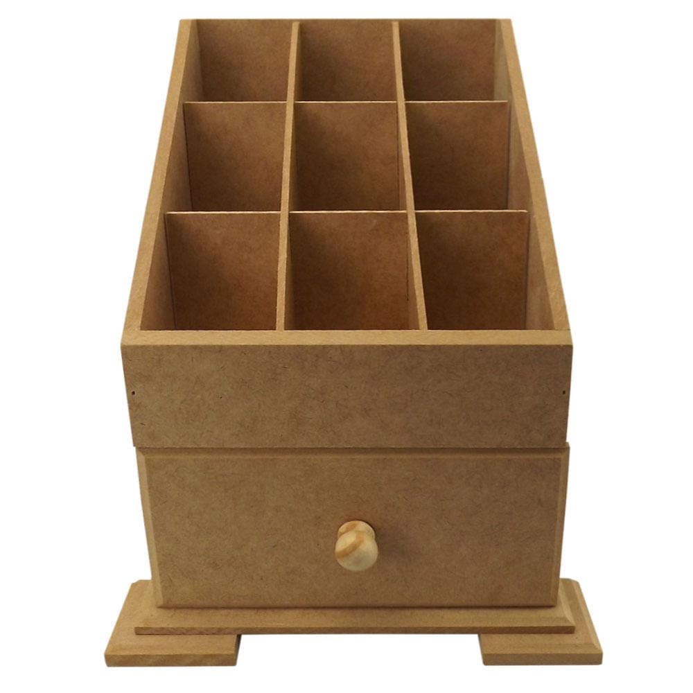 Caixa Organizadora em MDF de Maquiagem com 9 Divisões e 1 Gaveta 25,7x20x23,2cm - Palácio da Arte