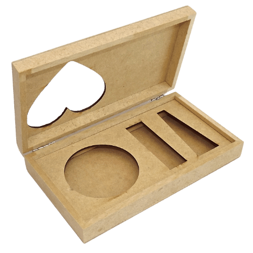 Caixa para 1 Sabonete e Esmalte em MDF 4x11x20cm Coração - Palácio da Arte