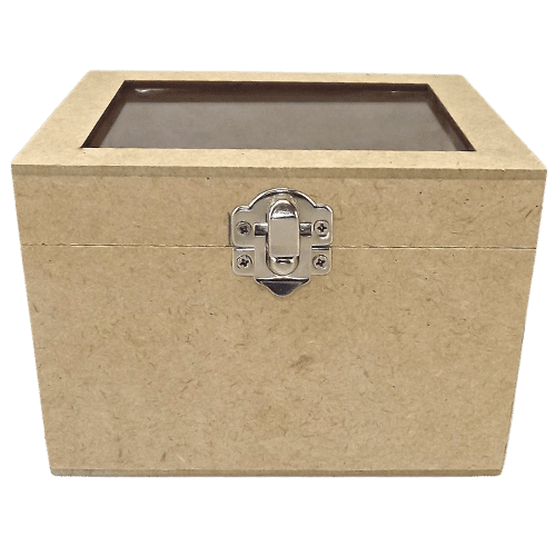 Caixa Porta Caneca com Vidro em MDF 10x11x13,5cm para 1 Unidade - Palácio da Arte