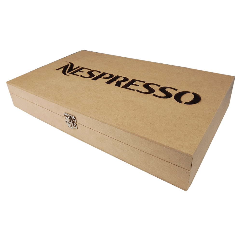 Caixa Porta Cápsulas de Café Nespresso para 30 Unidades em MDF 35,3x21x5,5cm - Palácio da Arte