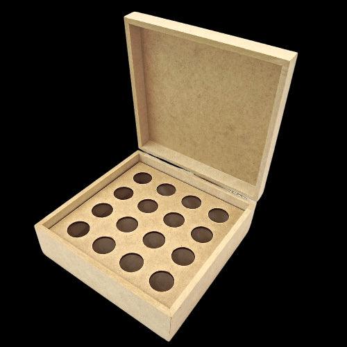 Caixa Porta Óleo Essencial em MDF 7x17x17cm com 16 Divisórias - Palácio da Arte