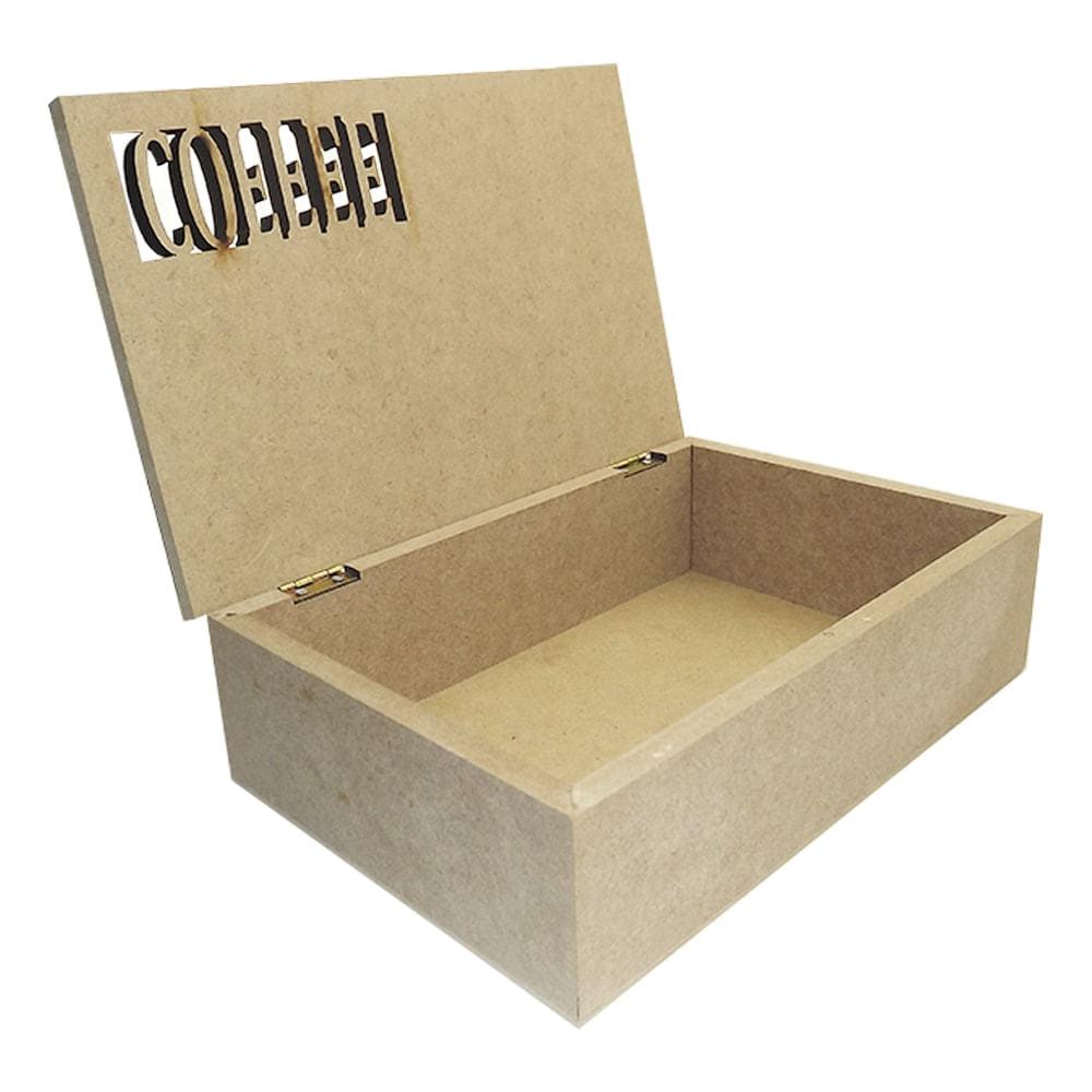 Caixa Retangular em MDF com Dobradiça Coffee 24,7x16,5x7,2cm - Palácio da Arte