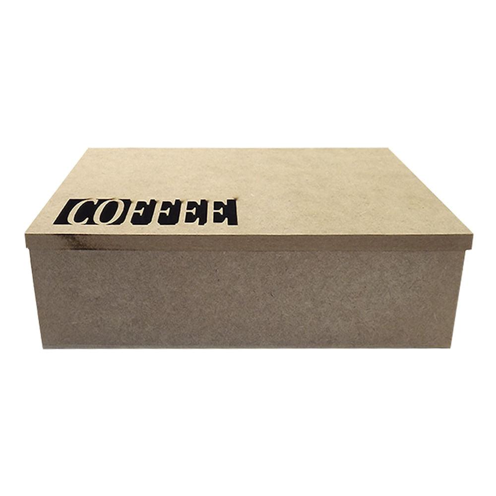 Caixa Retangular em MDF com Dobradiça Coffee 24,7x16,5x7,2cm - Palácio da Arte